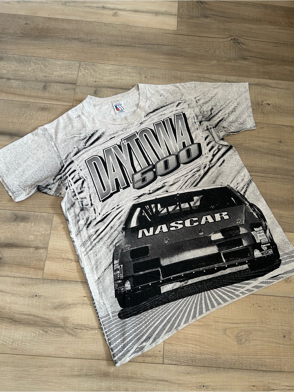 Vintage Starter Daytona 500 Gray NASCAR AOP Graphic Tee